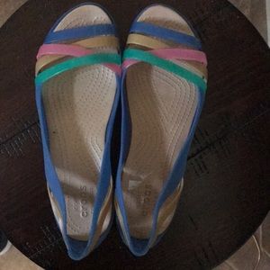 Multicolor crocs open toe sandal.